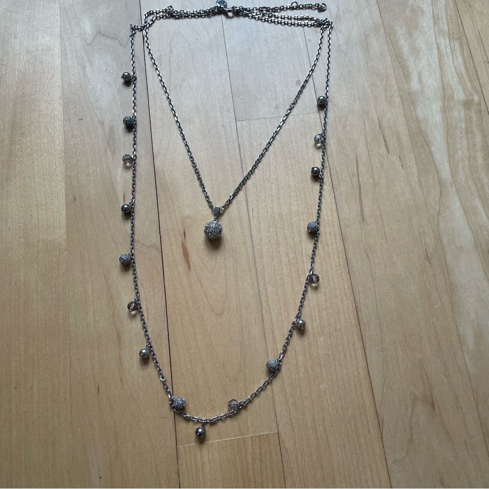 Talbots two-layer silver necklace